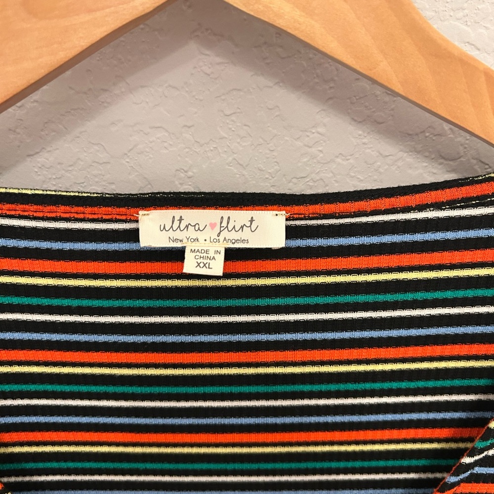 Ultra Flirt Multicolor Striped Long Sleeve Dress - Picture 3 of 5